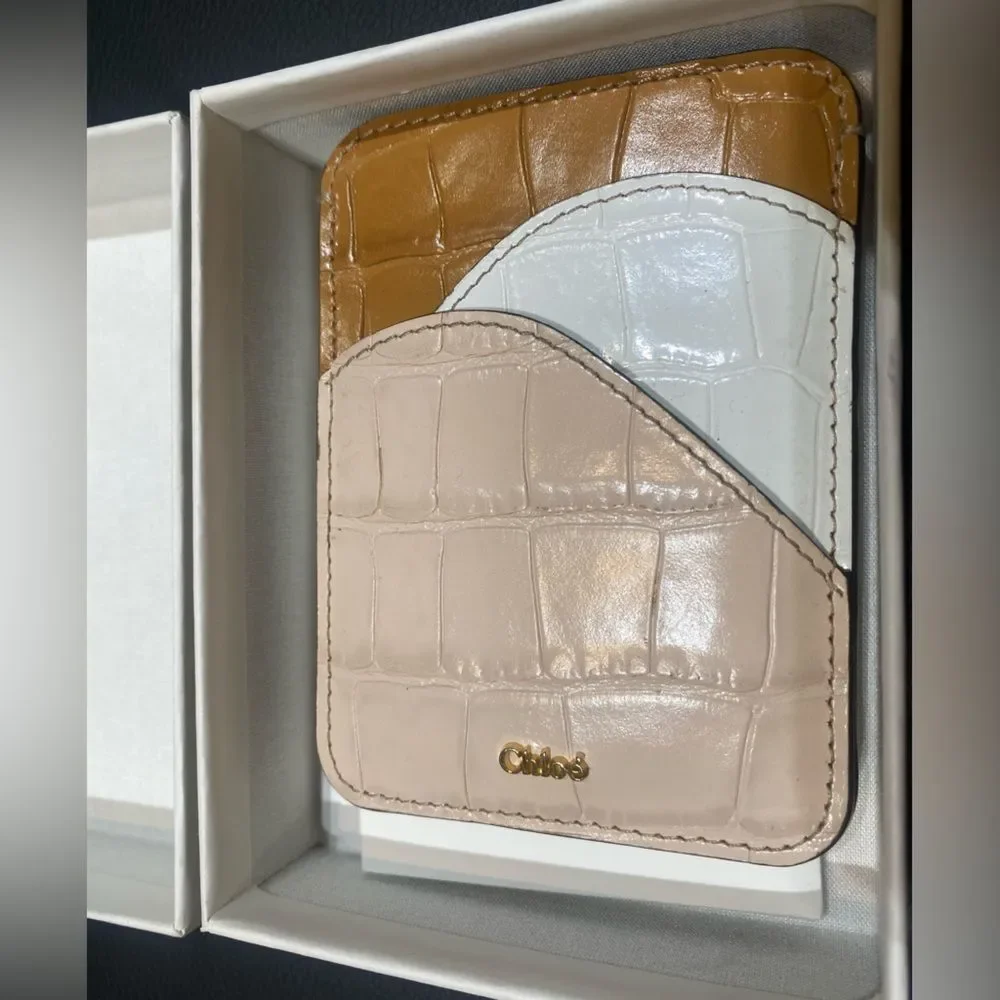 Chloe Walden Crocodile Embossed Leather Card Holder with box like new